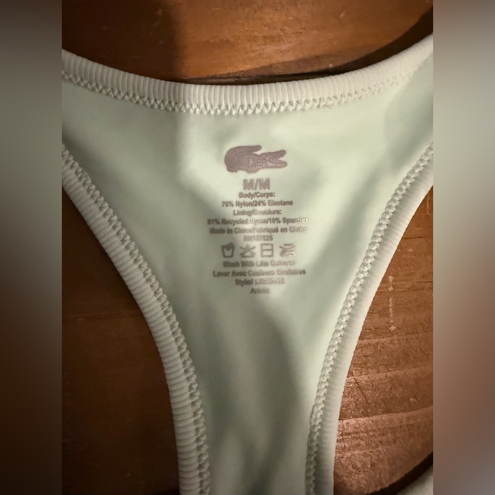 Lacoste x Bandier Ribbed Sports Bra Mint Green Size M NWT - Picture 3 of 7